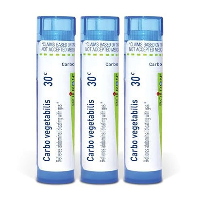 Boiron Carbo Vegetabilis 30c Homöopathisches Mittel gegen Blähungen und Völlegefühl – Packung mit 3 (240 Kügelchen)