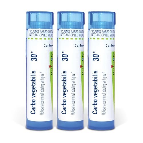 Boiron Carbo Vegetabilis 30c Homöopathisches Mittel gegen Blähungen und Völlegefühl – Packung mit 3 (240 Kügelchen)