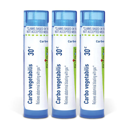 Boiron Carbo Vegetabilis 30c Homöopathisches Mittel gegen Blähungen und Völlegefühl – Packung mit 3 (240 Kügelchen)