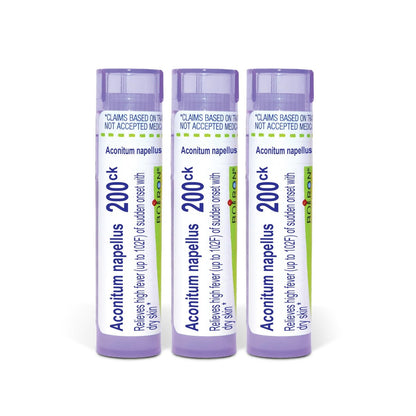 Boiron Aconitum Napellus 200ck Homöopathisches Arzneimittel bei hohem Fieber – 3er-Pack (240 Kügelchen)