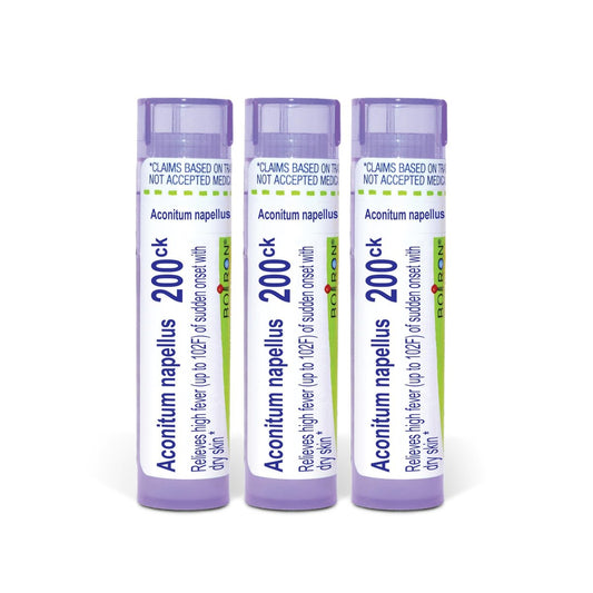 Boiron Aconitum Napellus 200ck Homöopathisches Arzneimittel bei hohem Fieber – 3er-Pack (240 Kügelchen)