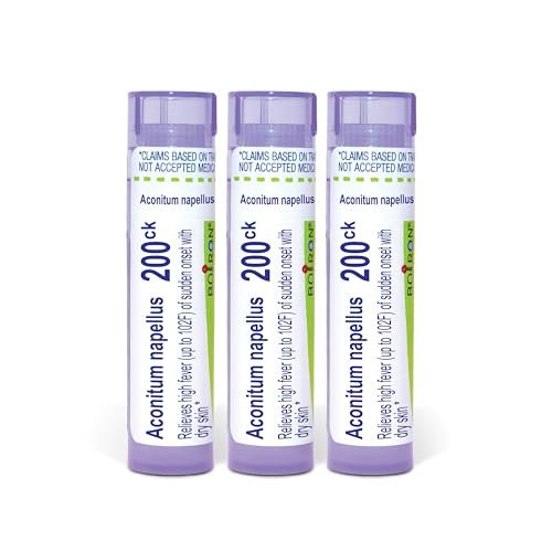 Boiron Aconitum Napellus 200ck Homöopathisches Arzneimittel bei hohem Fieber – 3er-Pack (240 Kügelchen)