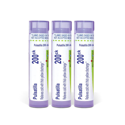 Boiron Pulsatilla 200ck Homöopathisches Arzneimittel bei Erkältung mit dickem, gelbem Ausfluss - Packung mit 3 (240 Kügelchen)
