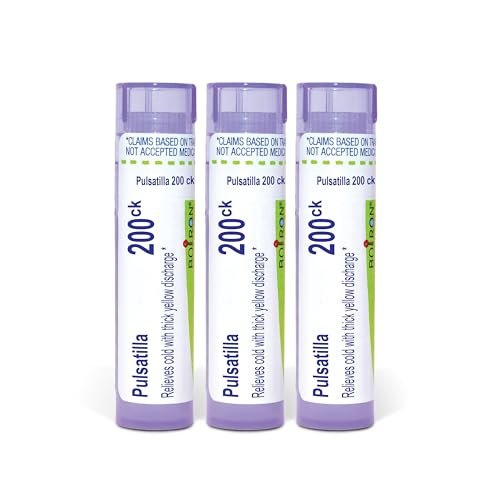 Boiron Pulsatilla 200ck Homöopathisches Arzneimittel bei Erkältung mit dickem, gelbem Ausfluss - Packung mit 3 (240 Kügelchen)