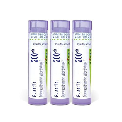 Boiron Pulsatilla 200ck Homöopathisches Arzneimittel bei Erkältung mit dickem, gelbem Ausfluss - Packung mit 3 (240 Kügelchen)
