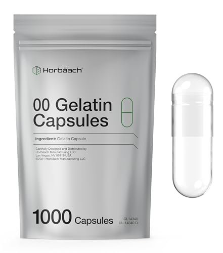 Leere Kapseln Größe 00 | 1000 Klare Gelatinekapseln | Wiederverschließbarer Beutel | Non-GMO, Glutenfrei | Von Horbaach