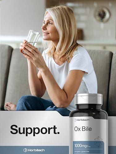 Horbäach Ox Galle Supplement | 1000 mg | 100 Kapseln | Verdauungsenzyme | Non-GMO & Glutenfrei