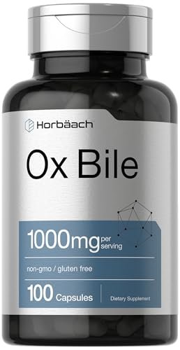 Horbäach Ox Galle Supplement | 1000 mg | 100 Kapseln | Verdauungsenzyme | Non-GMO & Glutenfrei