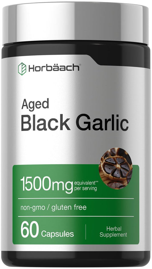 Horbäach Alter Knoblauch Extrakt Kapseln | 60 Stück | Fermentiertes Nahrungsergänzungsmittel | Nicht-GVO, Vegetarisch & Glutenfrei