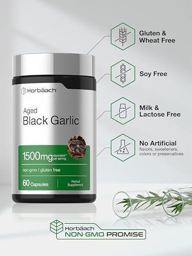 Horbäach Alter Knoblauch Extrakt Kapseln | 60 Stück | Fermentiertes Nahrungsergänzungsmittel | Nicht-GVO, Vegetarisch & Glutenfrei