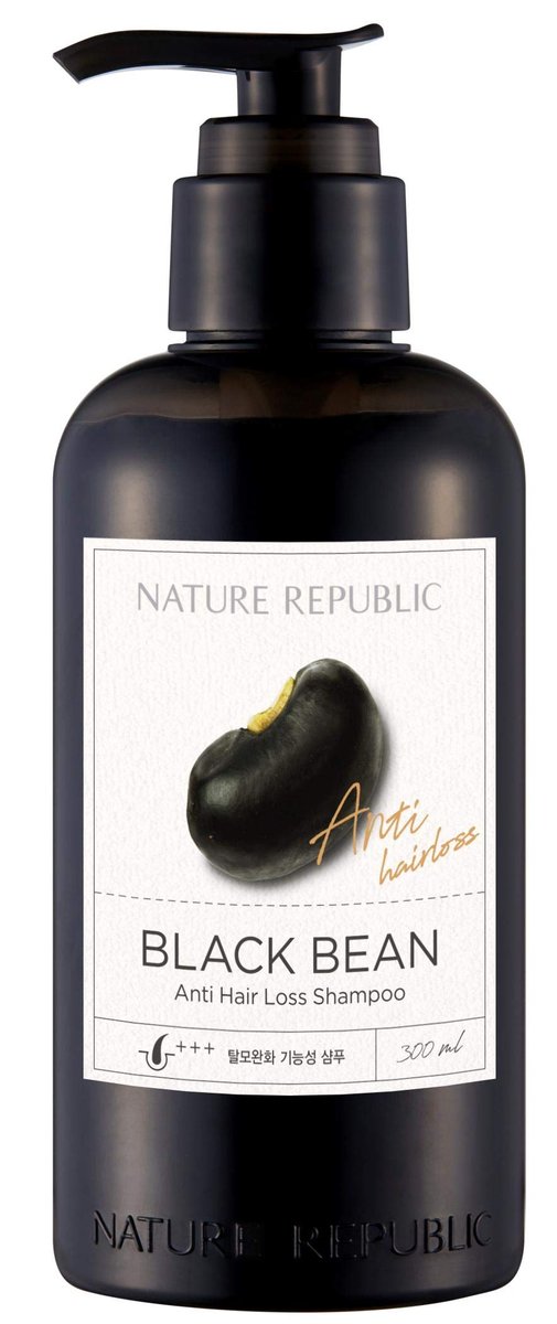 Nature Republic Black Bean Anti Hair Loss Shampoo – Wirksam bei dünner werdendem Haar, Glanz, Pflege, Feuchtigkeit, 300 ml / 10,14 Oz