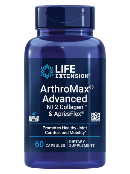 Life Extension ArthroMax® Advanced NT2 Collagen™ & AprèsFlex® – Gelenkgesundheit, Mobilität, Glucosaminsulfat, Boswellia, 60 Kapseln, glutenfrei, nicht gentechnisch verändert