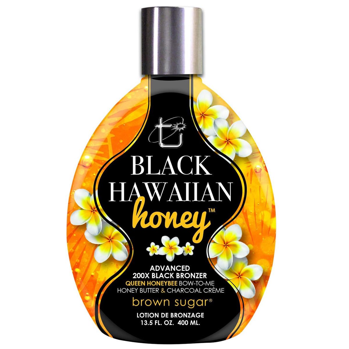 Brown Sugar Black Hawaiian Honey Bräunungslotion – Fortschrittlicher 200X Black Bronzer mit Queen Honeybee Complex, Honigbutter & Holzkohlecreme, 13,5 Fl Oz