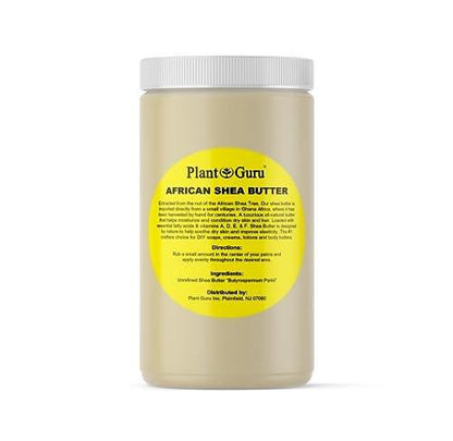 Plant Guru Rohshea-Butter, roh, 100% rein, unraffiniert, Elfenbein - 32 Unzen (907 g) - Ideale Feuchtigkeitscreme für trockene Haut, Körper, Gesicht und Haarwachstum - Großartig für DIY-Seife und Lippenbalsam