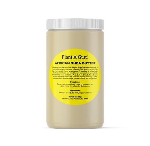 Plant Guru Rohshea-Butter, roh, 100% rein, unraffiniert, Elfenbein - 32 Unzen (907 g) - Ideale Feuchtigkeitscreme für trockene Haut, Körper, Gesicht und Haarwachstum - Großartig für DIY-Seife und Lippenbalsam