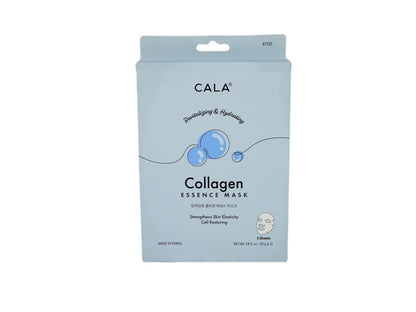 Cala Collagen Essence Gesichtsmaskenblätter, 5er Pack – Ultra-dünne feuchtigkeitsspendende Gesichtsmasken mit Teebaum + Kräuterextrakten, Hyaluronsäure, für trockene/stumpfe Haut, 5 Minuten, kein Abspülen