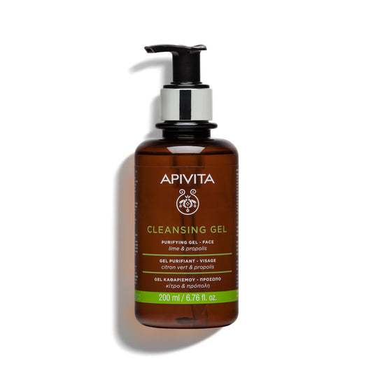 Apivita Reinigungsgel, Reinigendes & Ölausgleichendes Gesichtsgel mit Limette & Propolis, 200 ml