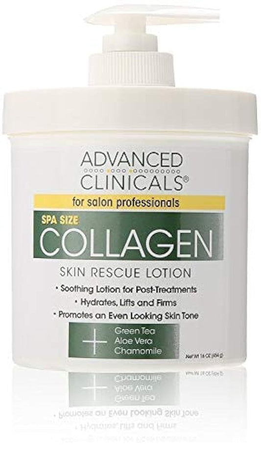 Advanced Clinicals Collagen Skin Rescue Lotion - Feuchtigkeitsspendend, Straffend, Festigend - Ideal für trockene Haut, 473 ml