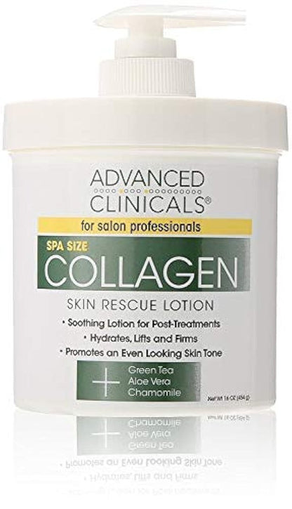 Advanced Clinicals Collagen Skin Rescue Lotion - Feuchtigkeitsspendend, Straffend, Festigend - Ideal für trockene Haut, 473 ml