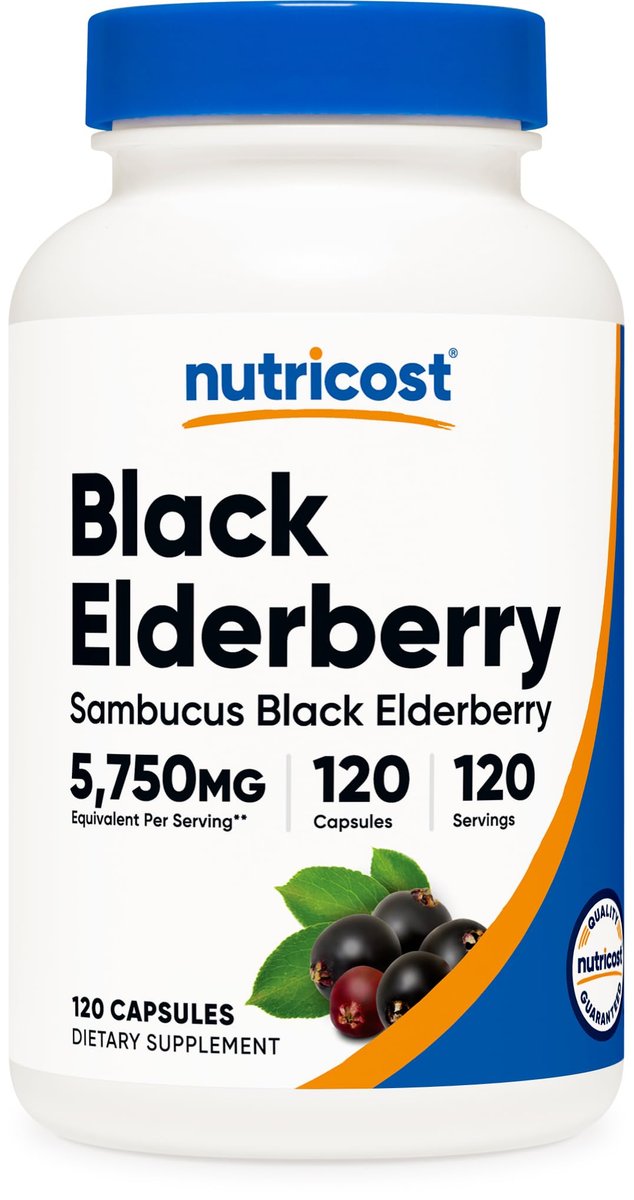 Nutricost Holunderbeeren Kapseln 575mg (120 Kapseln) – Schwarzer Holunder, vegetarisch, glutenfrei & nicht-GMO
