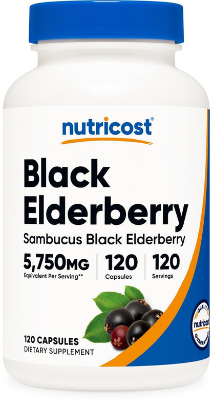 Nutricost Holunderbeeren Kapseln 575mg (120 Kapseln) – Schwarzer Holunder, vegetarisch, glutenfrei & nicht-GMO