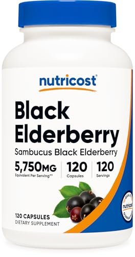 Nutricost Holunderbeeren Kapseln 575mg (120 Kapseln) – Schwarzer Holunder, vegetarisch, glutenfrei & nicht-GMO
