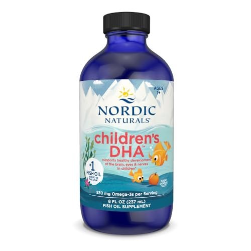 Nordic Naturals Children’s DHA, Orange – 237 ml (8 oz) für Kinder – 530 mg Omega-3 mit EPA & DHA – Gehirnentwicklung & -funktion – Nicht-GVO – 96 Portionen
