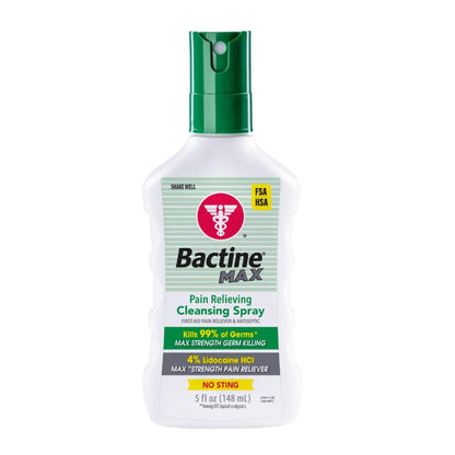 Bactine Max Schmerzlinderndes Antiseptikum Spray mit Lidocain, Erste Hilfe Schmerz + Juckreiz Linderung, Ohne Stechen, Tötet 99% der Keime*, 5oz