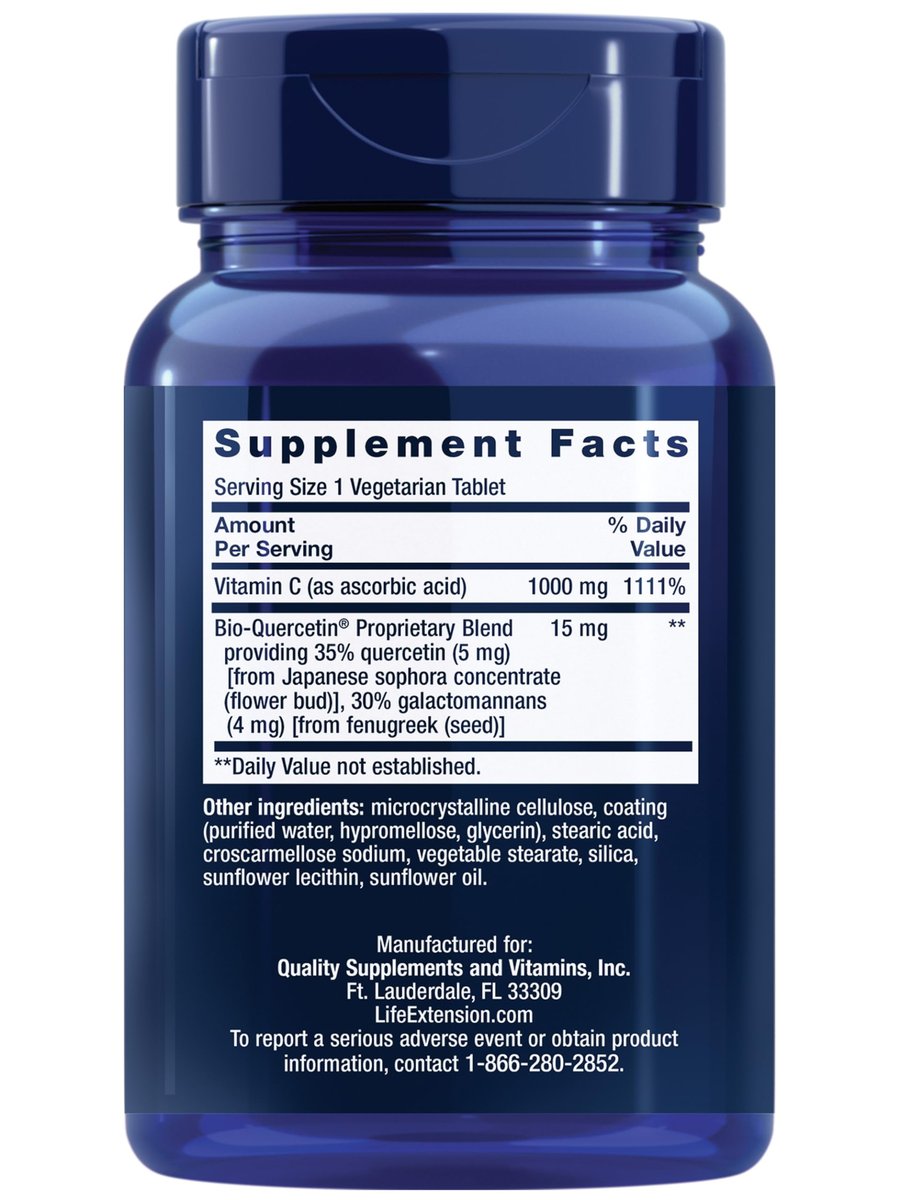 Life Extension Vitamin C + Bio-Quercetin® – Herz-Kreislauf-Gesundheit & Immununterstützung, hoch bioverfügbar, glutenfrei, nicht-GVO, vegetarisch, 60 Tabletten