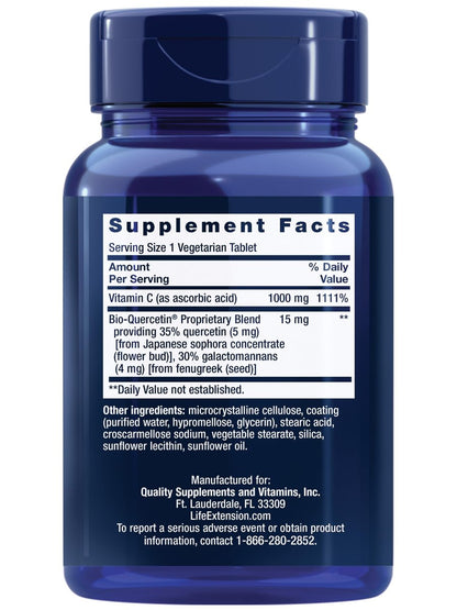 Life Extension Vitamin C + Bio-Quercetin® – Herz-Kreislauf-Gesundheit & Immununterstützung, hoch bioverfügbar, glutenfrei, nicht-GVO, vegetarisch, 60 Tabletten