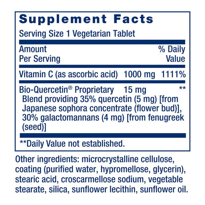 Life Extension Vitamin C + Bio-Quercetin® – Herz-Kreislauf-Gesundheit & Immununterstützung, hoch bioverfügbar, glutenfrei, nicht-GVO, vegetarisch, 60 Tabletten