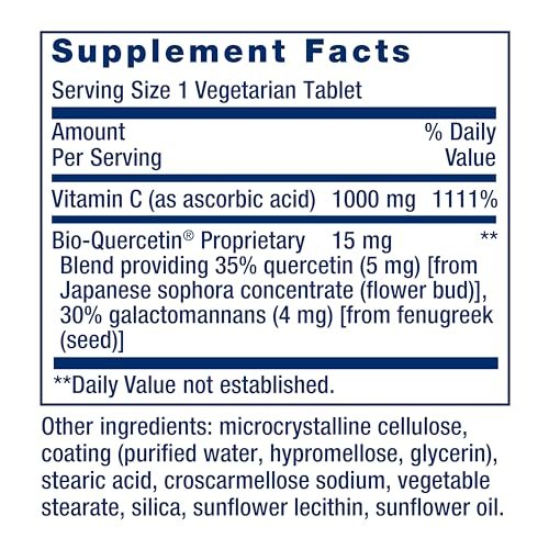 Life Extension Vitamin C + Bio-Quercetin® – Herz-Kreislauf-Gesundheit & Immununterstützung, hoch bioverfügbar, glutenfrei, nicht-GVO, vegetarisch, 60 Tabletten