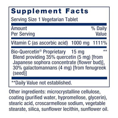 Life Extension Vitamin C + Bio-Quercetin® – Herz-Kreislauf-Gesundheit & Immununterstützung, hoch bioverfügbar, glutenfrei, nicht-GVO, vegetarisch, 60 Tabletten