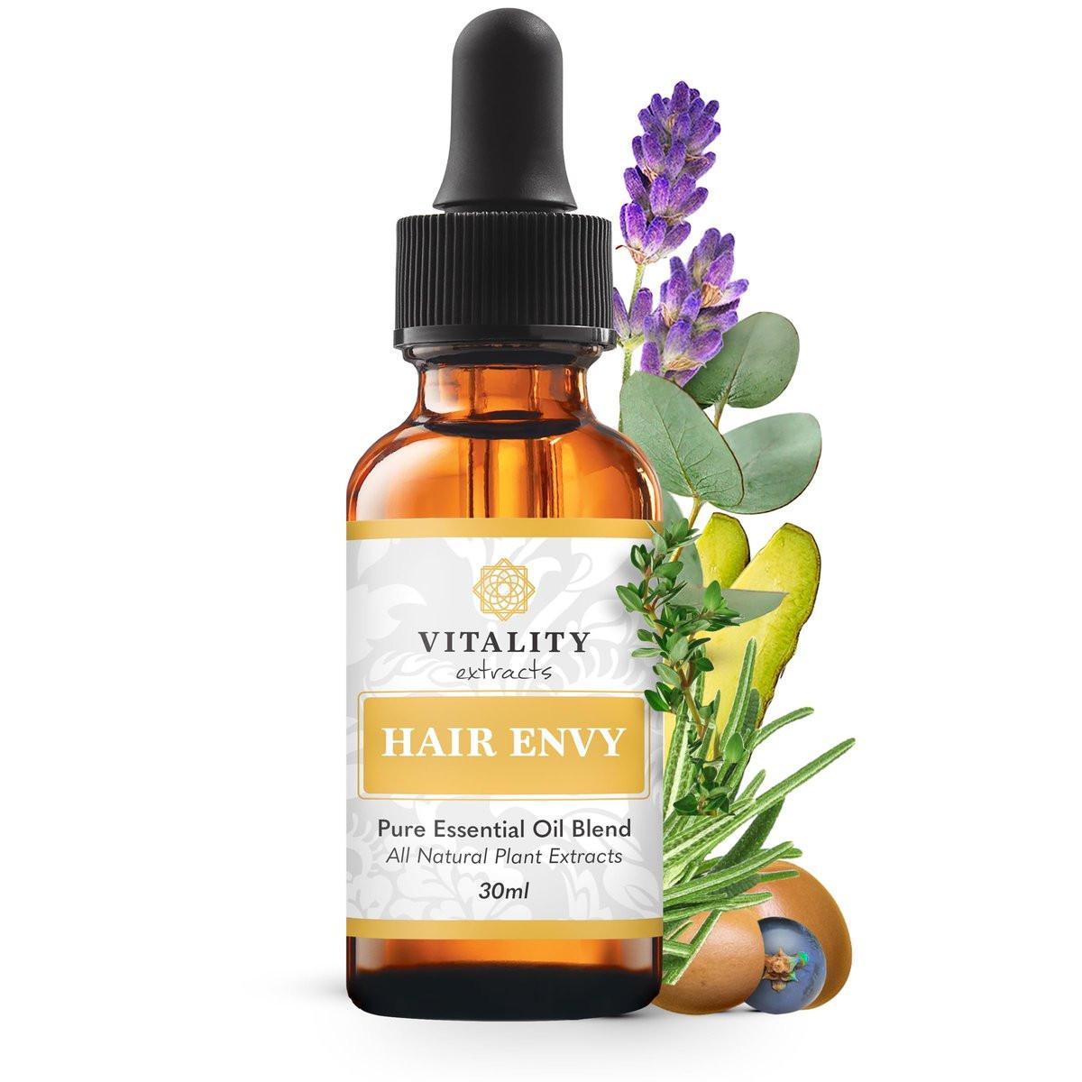 Vitality Hair Envy – Natürliches Haarwachstumsserum mit 15 Pflanzenextrakten, 100% reine ätherische Öle, keine Synthetik, kein Paraben – Stärkt das Haar, minimiert Haarbruch, stimuliert die Follikel