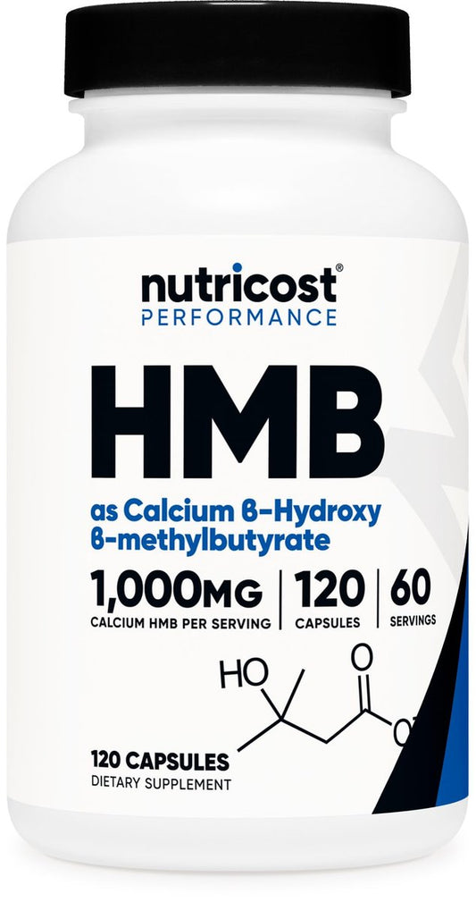 Nutricost HMB (Beta-Hydroxy Beta-Methylbutyrat) 1000mg – 120 Kapseln, 500mg pro Kapsel, 60 Portionen – Glutenfrei und Nicht-GVO