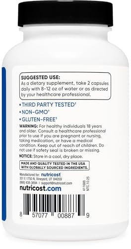 Nutricost HMB (Beta-Hydroxy Beta-Methylbutyrat) 1000mg – 120 Kapseln, 500mg pro Kapsel, 60 Portionen – Glutenfrei und Nicht-GVO