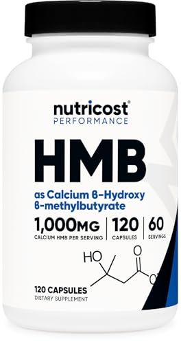 Nutricost HMB (Beta-Hydroxy Beta-Methylbutyrat) 1000mg – 120 Kapseln, 500mg pro Kapsel, 60 Portionen – Glutenfrei und Nicht-GVO