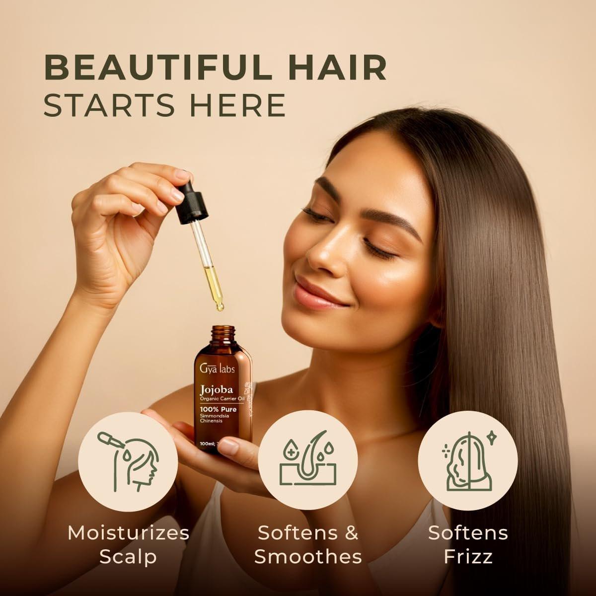 Gya Labs USDA Bio-Jojobaöl - 100 ml - Trägeröl für Haare, Haut, Gesicht, Kopfhaut & Körpermassage