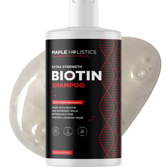 Ultra Biotin Shampoo gegen Haarausfall – Extra starkes Volumen-Shampoo für Männer und Frauen mit B-Vitaminen und Rosmarin-Öl – Sulfatfreie Biotin-Formel für Haar- und Kopfhautpflege
