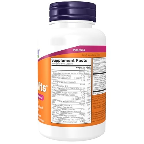 NOW Foods Tägliche Vitamine mit Obst- und Gemüsemischung, Lutein und Lycopin, 120 vegane Kapseln