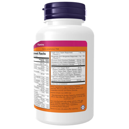 NOW Foods Tägliche Vitamine mit Obst- und Gemüsemischung, Lutein und Lycopin, 120 vegane Kapseln