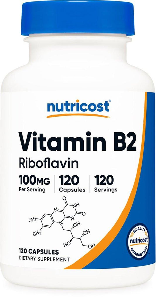 Nutricost Vitamin B2 (Riboflavin) 100mg, 120 Kapseln - Glutenfrei und Nicht-GVO