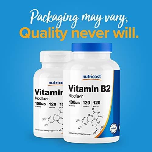 Nutricost Vitamin B2 (Riboflavin) 100mg, 120 Kapseln - Glutenfrei und Nicht-GVO