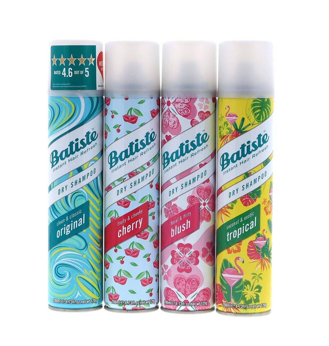 Batiste Trockenshampoo Original, Cherry, Blush, Tropical (4er Pack) 6,73 Unzen