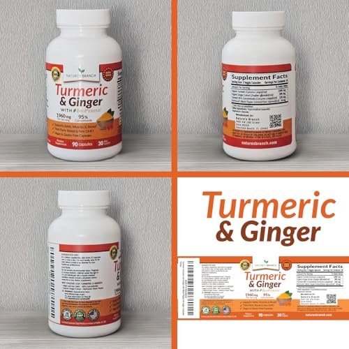 Kurkuma und Ingwer Kapseln für Gelenkunterstützung & Muskelkomfort – 1960 mg Bio Kurkuma Curcumin mit BioPerin Schwarzer Pfeffer Extrakt für Männer & Frauen, 95% Curcuminoide, Vegan & Nicht-GMO – 90 Kapseln