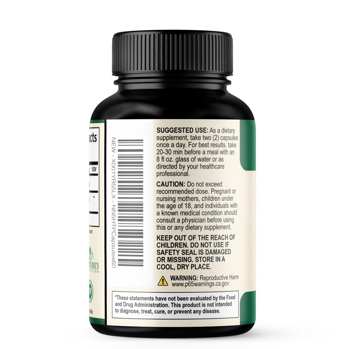 5-HTP Kapseln, 180 mg pro Portion – 5 HTP Supplement plus Calcium für Gehirngesundheit & Schlafunterstützung, Extra starke Griffonia Simplicifolia 5-HTP Formel, 5HTP, in den USA abgefüllt – 60 Kapseln