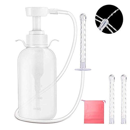 Wiederverwendbares Vaginalreinigungssystem – Exzellenter Vaginalreiniger, manuelle Druckreinigung, 100 % sicher, 300 ml Fassungsvermögen, inklusive 2 zusätzlicher Düsenaufsätze, von Ärzten empfohlen (300 ml)
