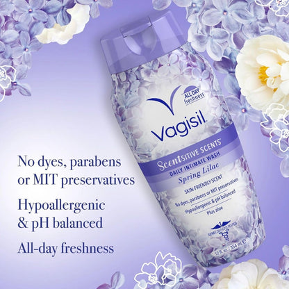 Vagisil Intimwaschgel Frühlingsflieder, pH-ausgeglichen, gynäkologisch getestet, 355 ml