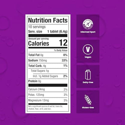 Precision Hydration Elektrolyt-Tabletten – Mehrfachstärke Brausetabletten gegen Krämpfe – Kalorienarm, glutenfrei, vegan/vegetarisch (1 Tube, 1500 mg/L – Lila Tube)