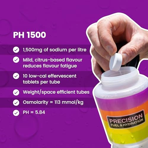 Precision Hydration Elektrolyt-Tabletten – Mehrfachstärke Brausetabletten gegen Krämpfe – Kalorienarm, glutenfrei, vegan/vegetarisch (1 Tube, 1500 mg/L – Lila Tube)